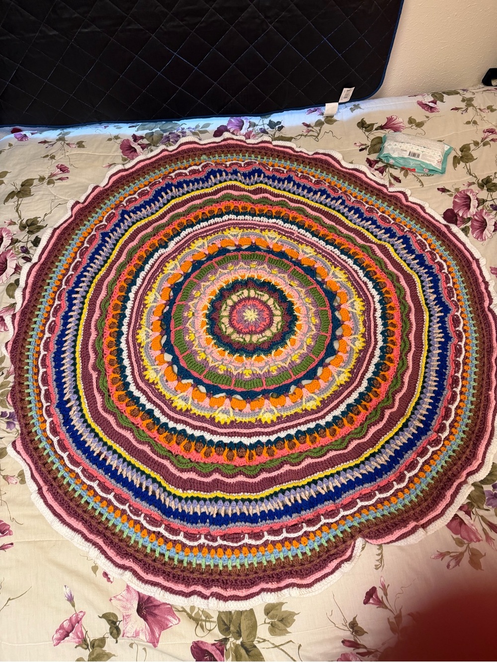 Handmade Multicolor Round Crochet throw